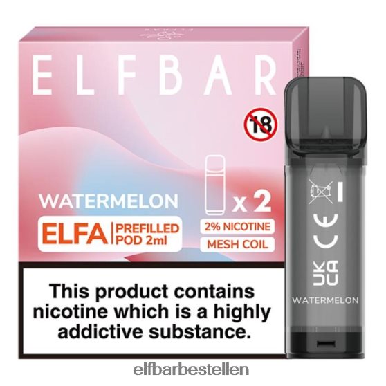 ELFBAR- 4PZ460108 watermeloen elfa voorgevulde capsule - 2 ml - 20 mg (2 stuks) elf bar nederland
