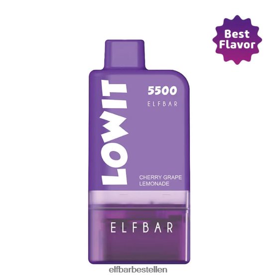ELFBAR- 4PZ460437 kersendruivenlimonadepeul + paarse batterij voorgevulde podkit lowit 5500 2%nic kersendruivenlimonade elf bar 5048 bestellen