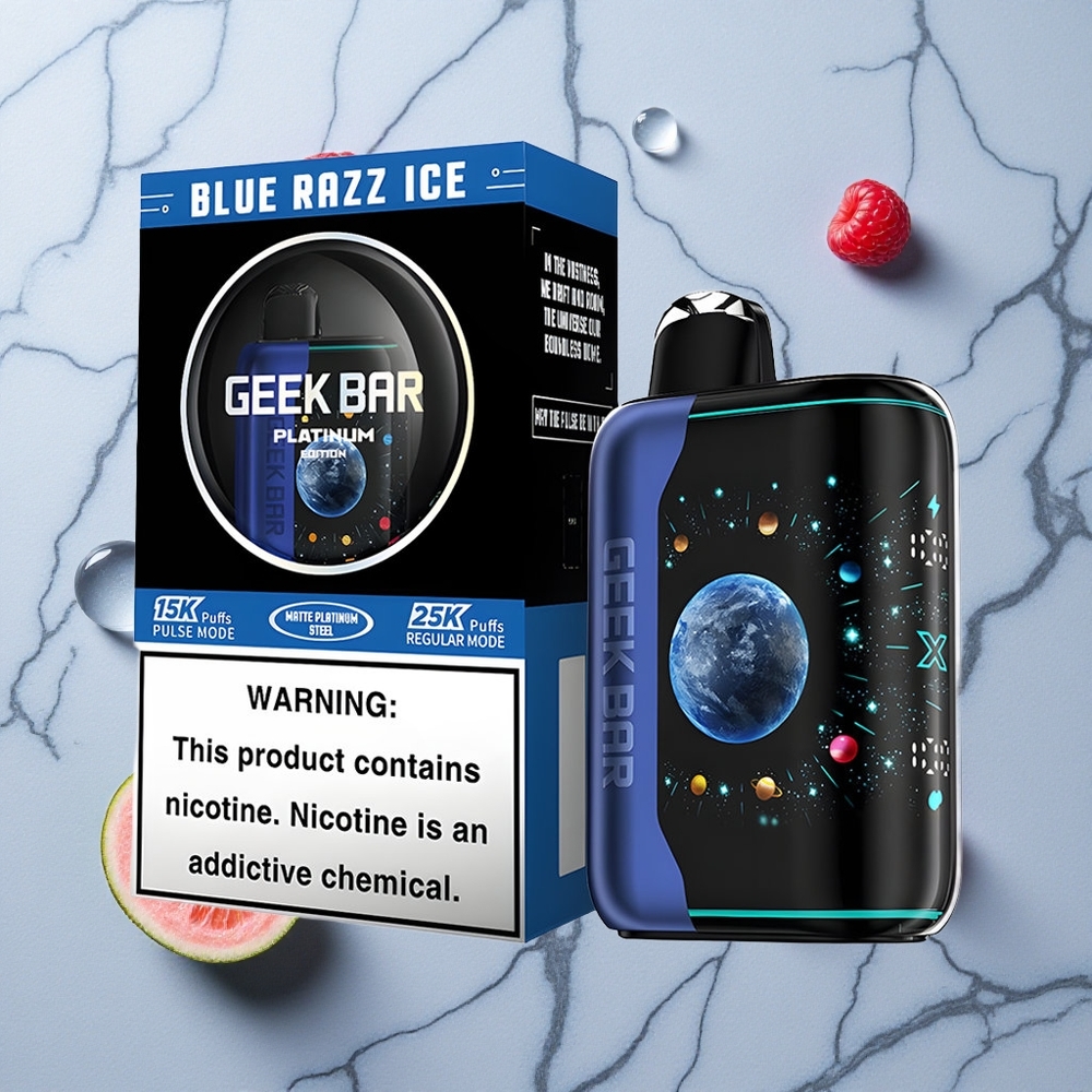 Blauwe Framboos IJs GEEK BAR Platinum Edition 25000 Puffs Dual Mesh Coil wholesale Netherlands