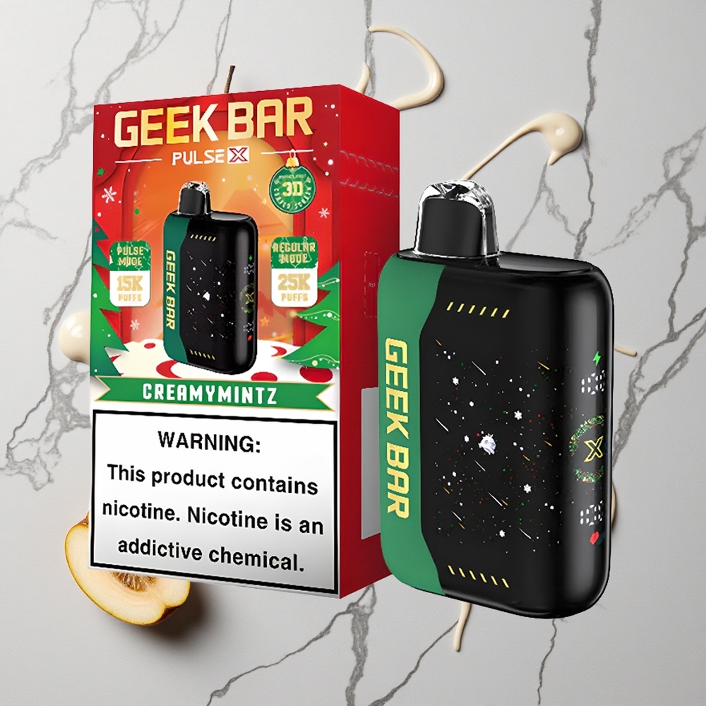 Kersteditie Geek Bar Pulse X 25000 Puffs Wegwerp Vape met 18mL Pre-filled E-Liquid & USB Type-C Oplaadpoort wholesale Netherlands