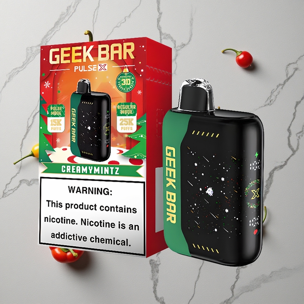Kersteditie Geek Bar Pulse X 25000 Puffs Wegwerp Vape met 18mL Pre-filled E-Liquid & USB Type-C Oplaadpoort wholesale Netherlands