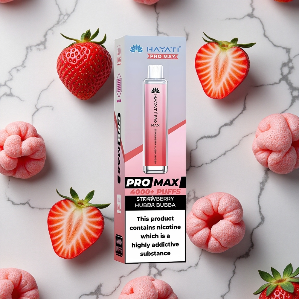 Aardbei Hubba Bubba Hayati Pro Max 4000 Puffs Oplaadbare Wegwerp Vape met LED-verlichting wholesale Netherlands