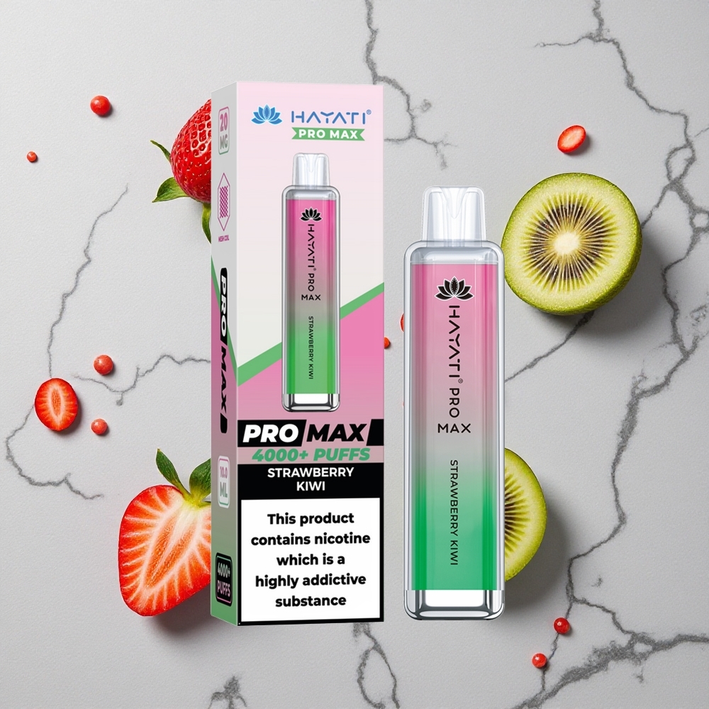 Aardbei-Kiwi Hayati Pro Max 4000 Puffs Dual 1.1 Ohm Mesh Coil LED licht wholesale Netherlands