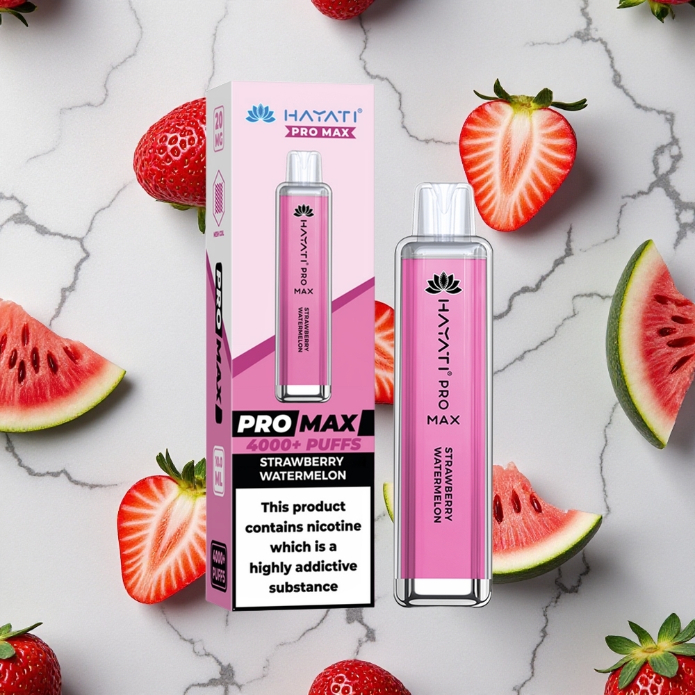 Aardbei Watermeloen Hayati Pro Max 4000 Puffs Oplaadbare Wegwerp Vape met LED-verlichting wholesale Netherlands