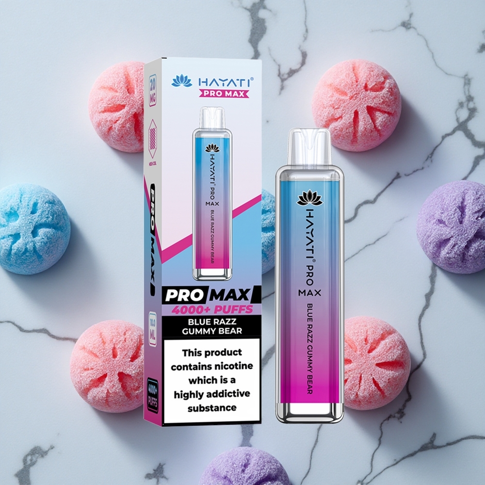 Blauwe Razz Gummybeer Hayati Pro Max 4000 Puffs Opladbare Wegwerp Vape met LED-verlichting wholesale Netherlands