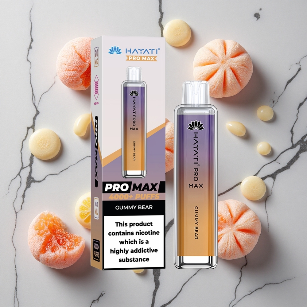 Gummybeer Smaak Hayati Pro Max 4000 Puffs Oplaadbare Wegwerp Vape met LED-licht wholesale Netherlands