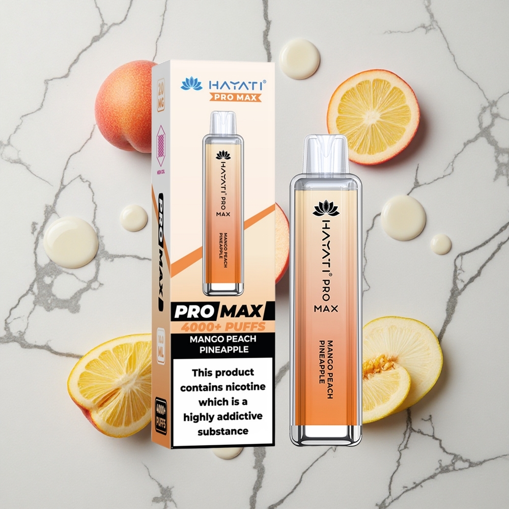 Mango Perzik Ananas Hayati Pro Max 4000 Puffs Oplaadbare Wegwerp Vape met LED-verlichting wholesale Netherlands