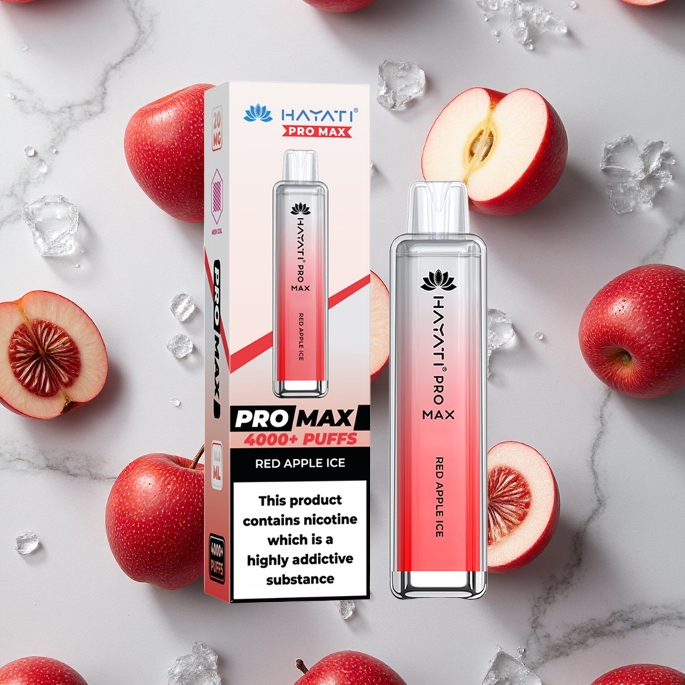 Rode Appel IJs Hayati Pro Max 4000 Puffs Oplaadbare Wegwerp Vape met LED-verlichting wholesale Netherlands
