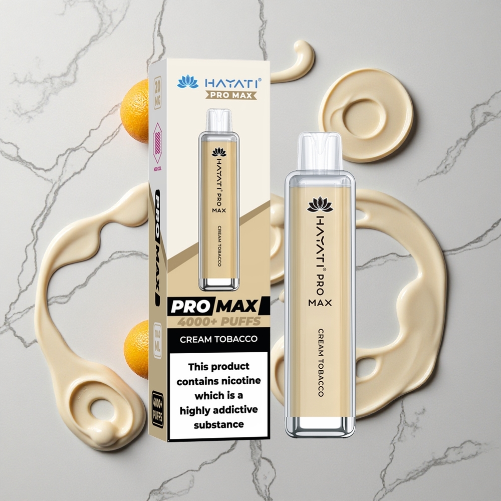 Roomige Roomtabak Hayati Pro Max 4000 Puffs Oplaadbare Wegwerp Vape met LED-verlichting wholesale Netherlands