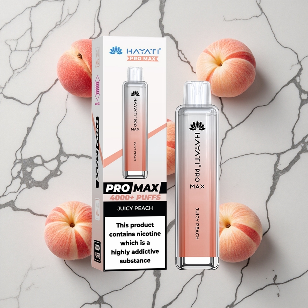 Sappige Perzik Hayati Pro Max 4000 Puffs Oplaadbare Wegwerp Vape met LED-verlichting wholesale Netherlands