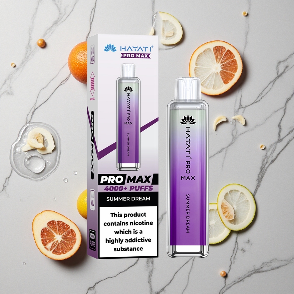 Zomerdroom Hayati Pro Max 4000 Puffs Oplaadbare Wegwerp Vape met LED-verlichting en Dual 1.1 Ohm Mesh Coil wholesale Netherlands
