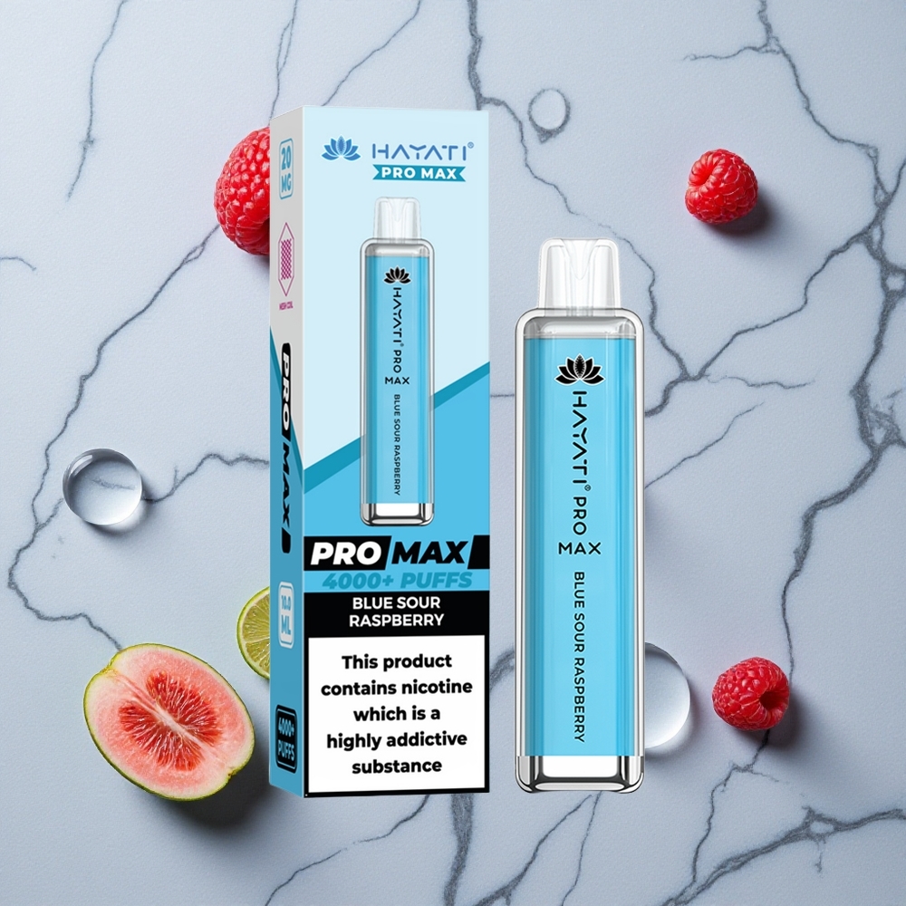 Zure Blauwe Framboos Hayati Pro Max 4000 Puffs Oplaadbare Wegwerp Vape LED-verlichting wholesale Netherlands