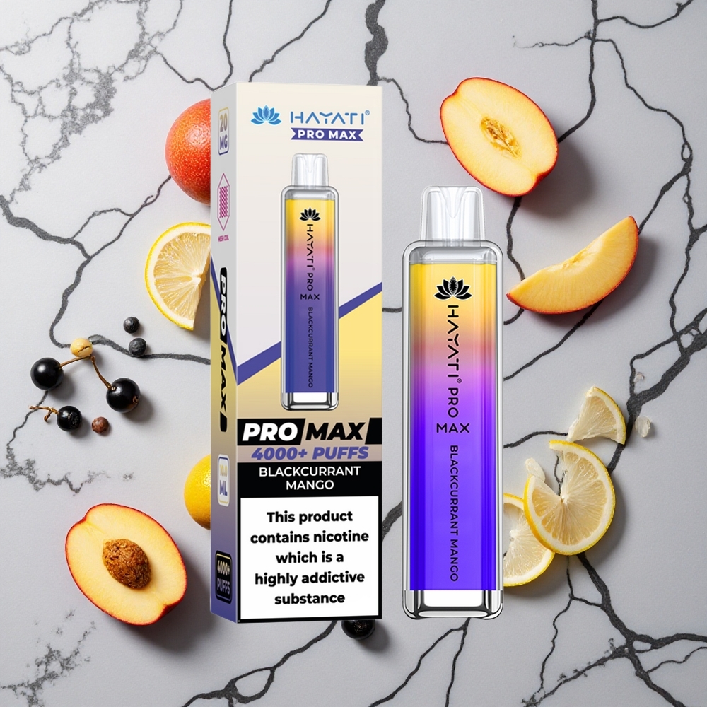 Zwarte Bes Mango Hayati Pro Max 4000 Puffs LED licht onderaan oplaadbare batterij wholesale Netherlands