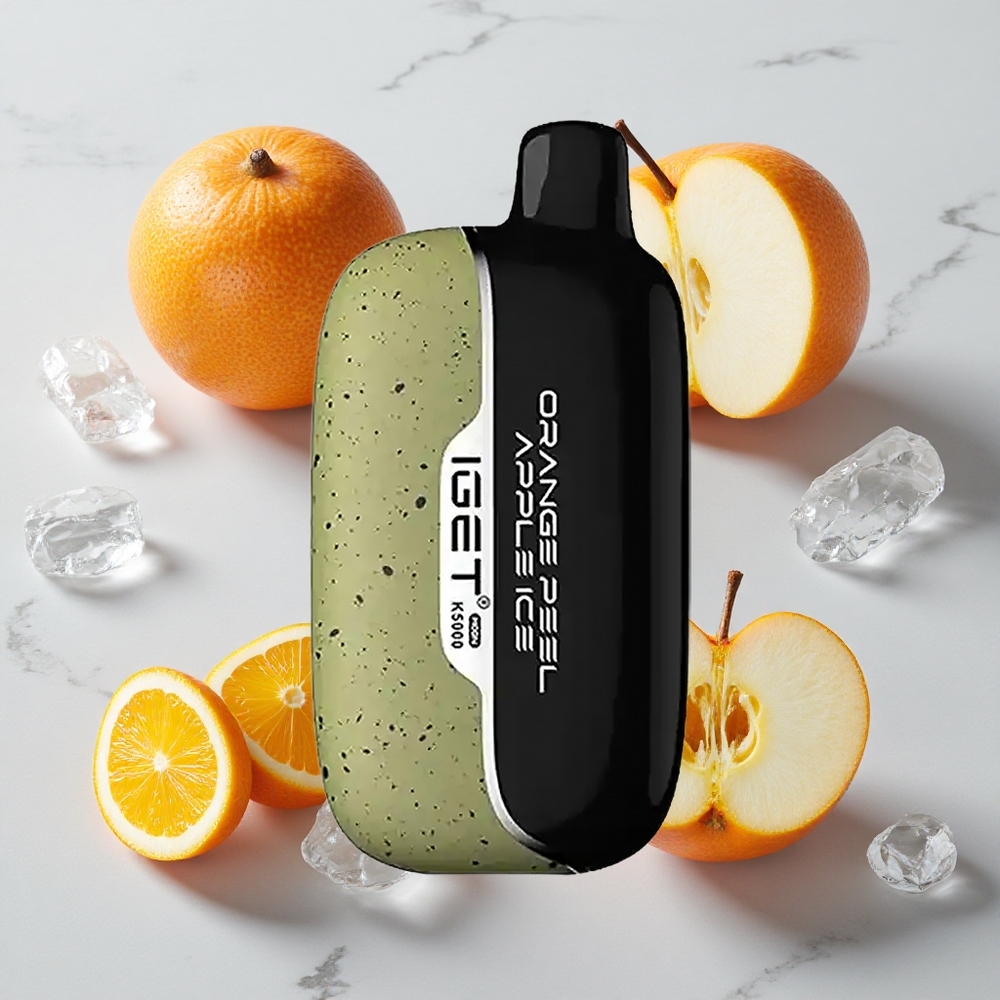 Sinaasappelschil Appel Ijs IGET Moon K5000 Puffs Wegwerp Vape Met 5000 Puffjes En Mesh Coil 1.35 Ohm wholesale Netherlands