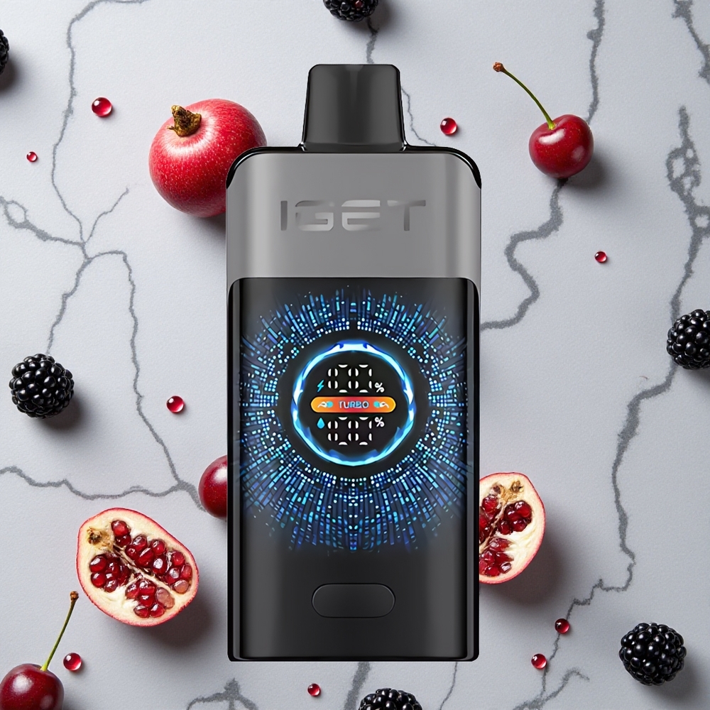 Braam Kers Granaatappel IGET ONE 12000 Puffs Wegwerp Vape Groot Gebogen Kleurenscherm wholesale Netherlands