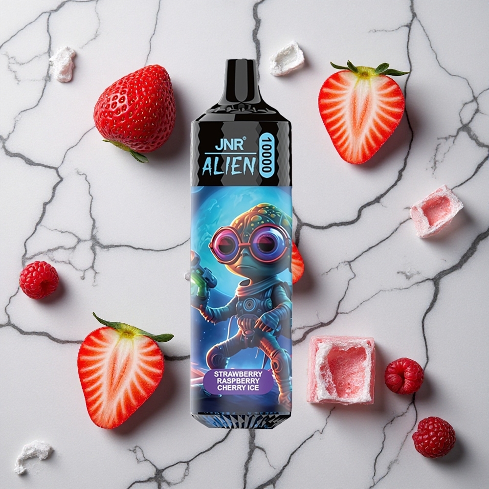 Aardbei Framboos Kers IJs JNR Alien 10000 Puffs 850mAh Type-C LED wholesale Netherlands