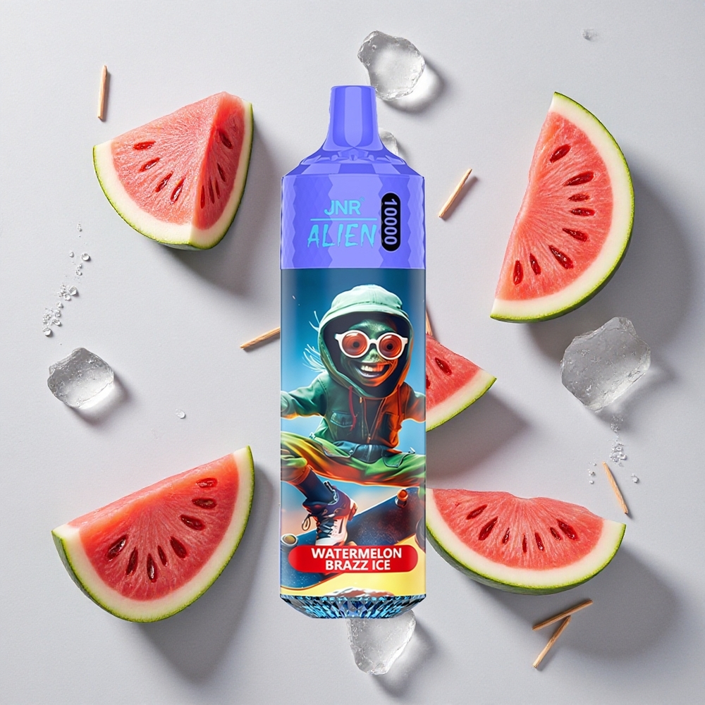 Watermeloen Brazz IJs JNR Alien 10000 Puffs Wegwerp Vape 850mAh Battery LED RGB wholesale Netherlands