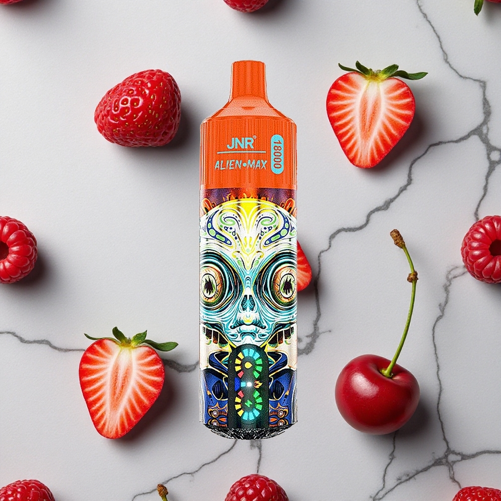 Aardbei Framboos Kers JNR Alien Max 18000 Puffs Dual Mesh Coil 28ml E-liquid wholesale Netherlands