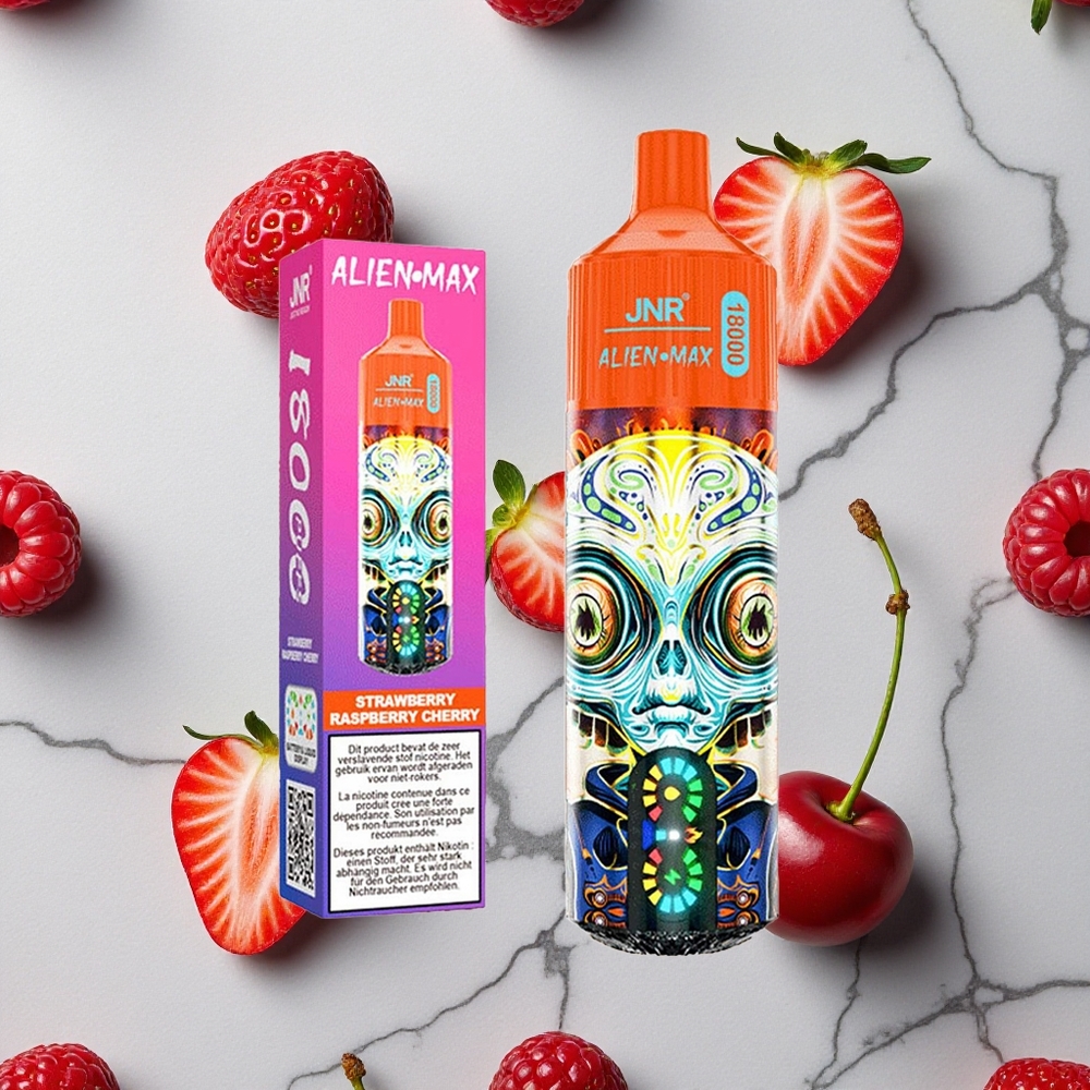 Aardbei Framboos Kers JNR Alien Max 18000 Puffs Dual Mesh Coil 28ml E-liquid wholesale Netherlands