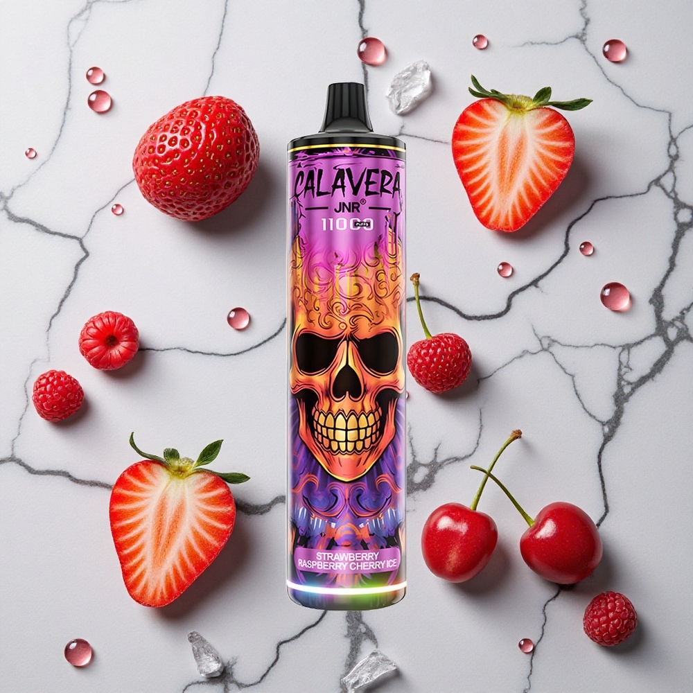 Aardbei Framboos Kers IJ JNR Calavera 11000 Puffs Type-C Oplaadpoort wholesale Netherlands