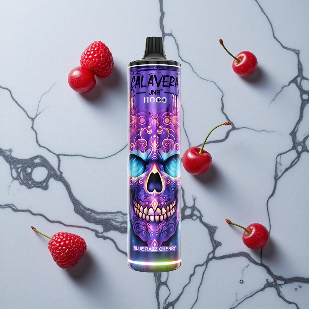 Blauwe Framboos Kers JNR Calavera 11000 Puffs Wegwerp Vape met Type-C oplader en 850 mAh batterij wholesale Netherlands