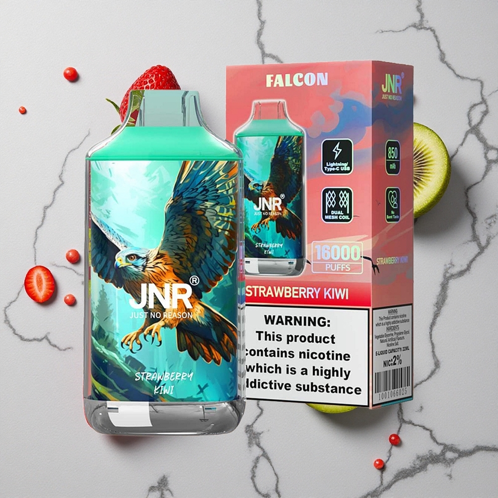 Aardbei Kiwi JNR Falcon 16000 Puffs Wegwerp Vape 22ml E-liquid Dual Mesh Coil wholesale Netherlands