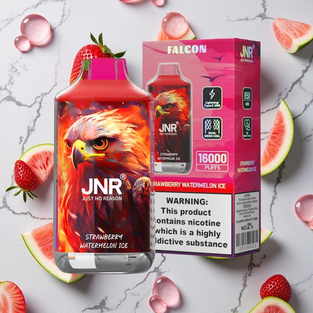Aardbei Watermeloen IJs JNR Falcon 16000 Puffs Dual Mesh Coil Smart LED Display wholesale Netherlands