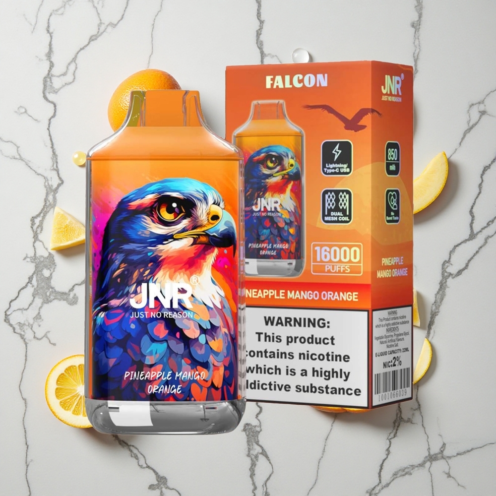 Ananas Mango Sinaasappel JNR Falcon 16000 Puffs Wegwerp Vape Dual Mesh Coil Smart LED Display wholesale Netherlands