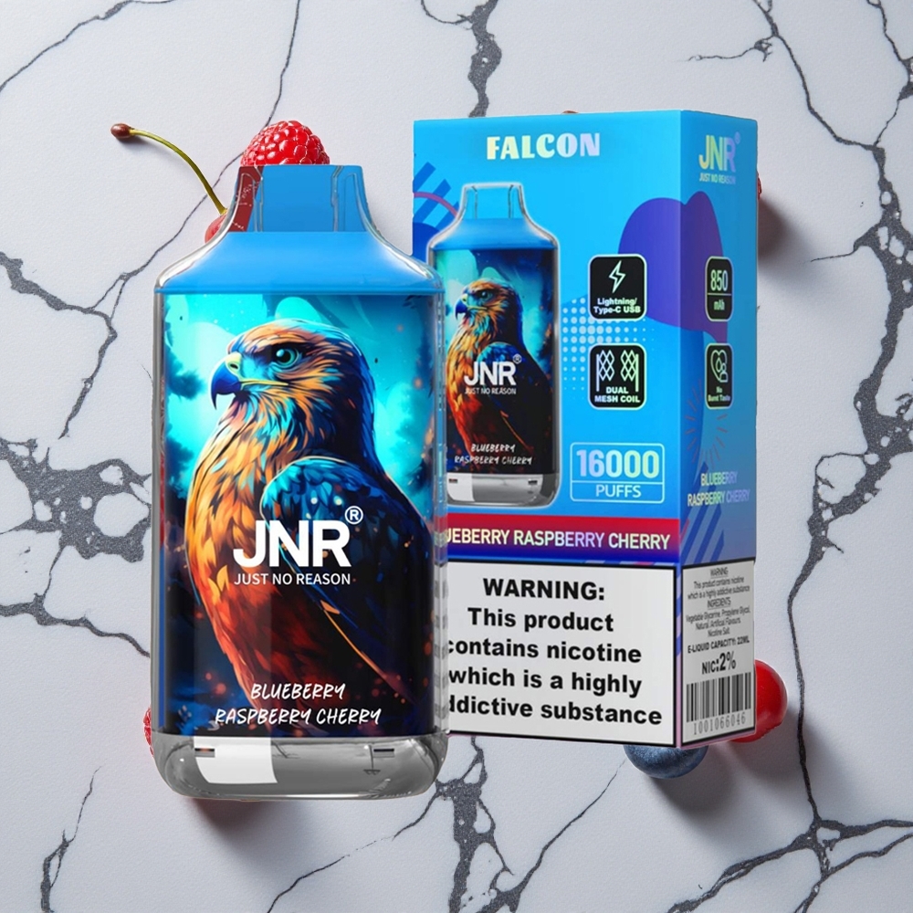 Blauwe Bes Framboos Kers JNR Falcon 16000 Puffs 22ml Vloeistof Dual Mesh Coil wholesale Netherlands