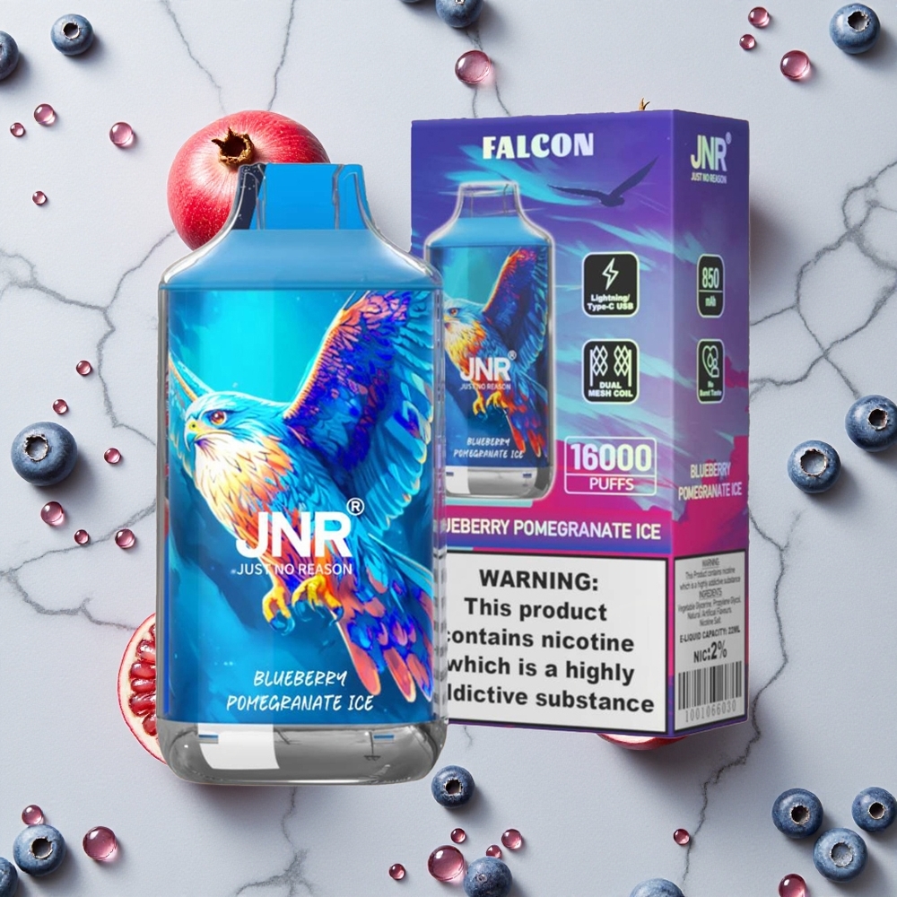 Blauwe Bes Granaatappel IJssmaken JNR Falcon 16000 Puffs 22ml E-vloeistof & Smart LED Display wholesale Netherlands