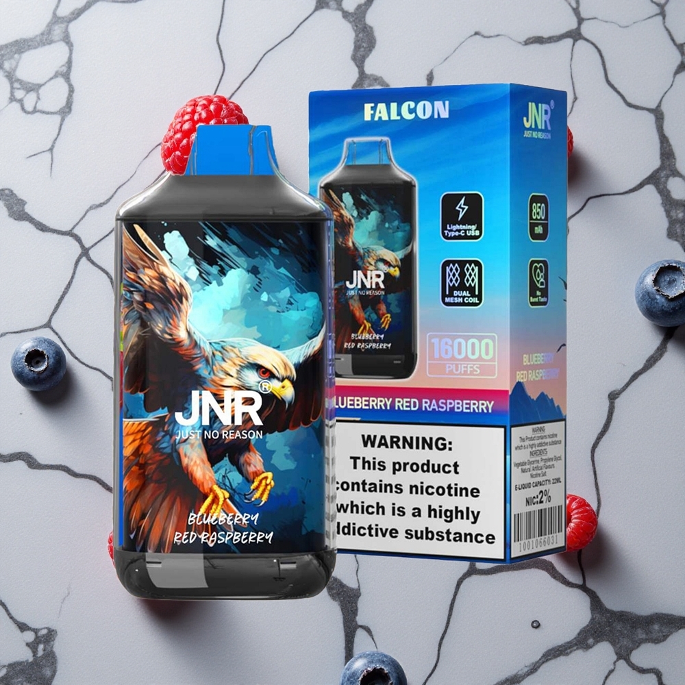 Blauwe Bes Rode Framboos JNR Falcon 16000 Puffs Dual Mesh Coil wholesale Netherlands