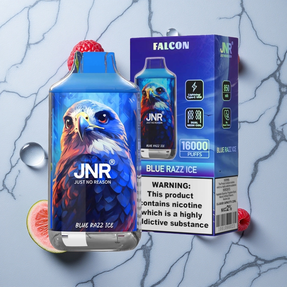 Blauwe Razz IJs JNR Falcon 16000 Puffs Dual Mesh Coil 22ml wholesale Netherlands