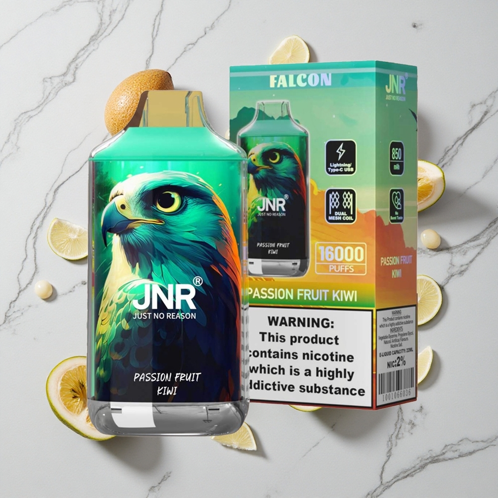 Passionfruit Kiwi JNR Falcon 16000 Puffs Wegwerp Vape met 22ml Vloeistof & Dual Mesh Coil wholesale Netherlands