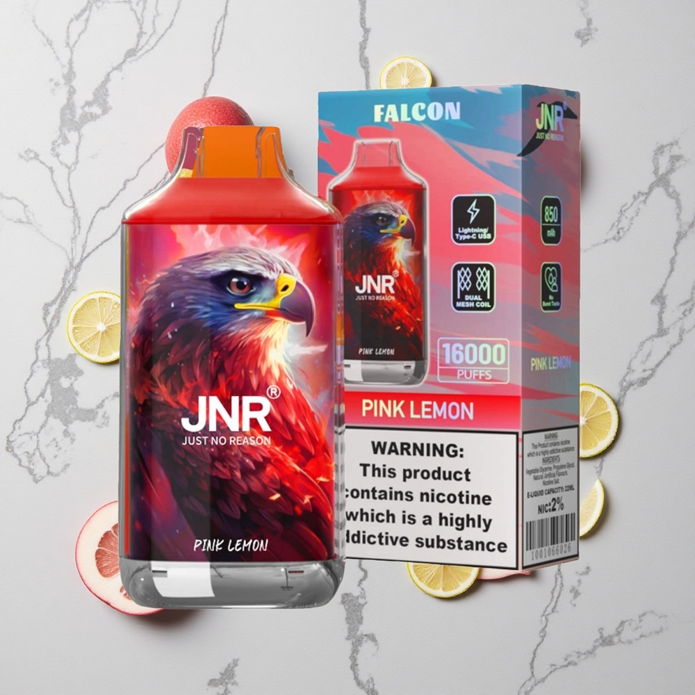 Roze Citroen JNR Falcon 16000 Puffs Wegwerp Vape 22ml Vloeistof, Dual Mesh Coil wholesale Netherlands