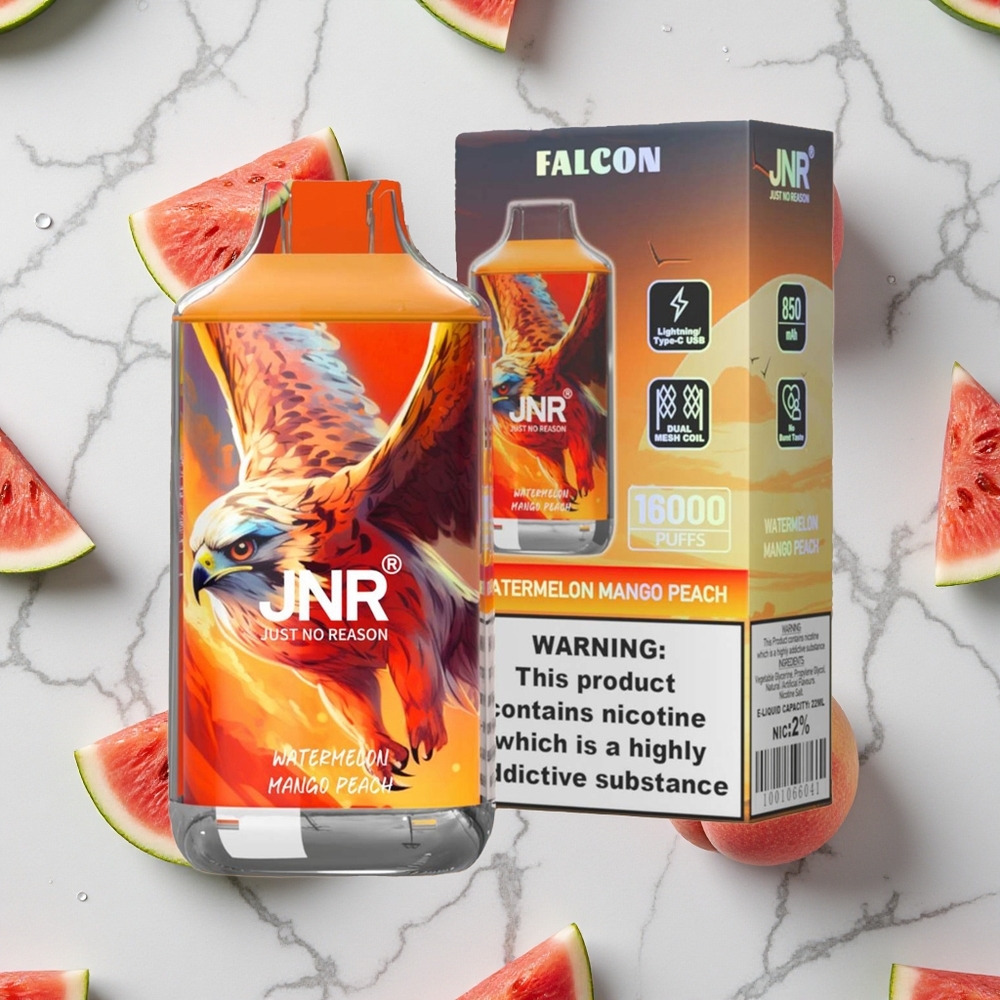 Watermeloen Mango Perzik JNR Falcon 16000 Puffs Wegwerp Vape met 22ml E-vloeistof & Dual Mesh Coil wholesale Netherlands
