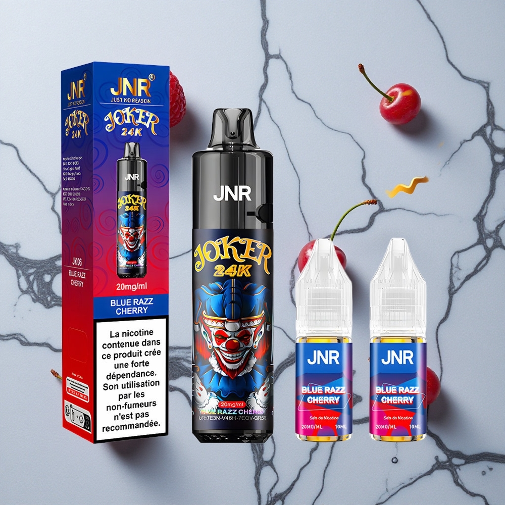 Blauwe Framboos Kers JNR Joker 24K Puffs Side Refill Design 800mAh Battery wholesale Netherlands