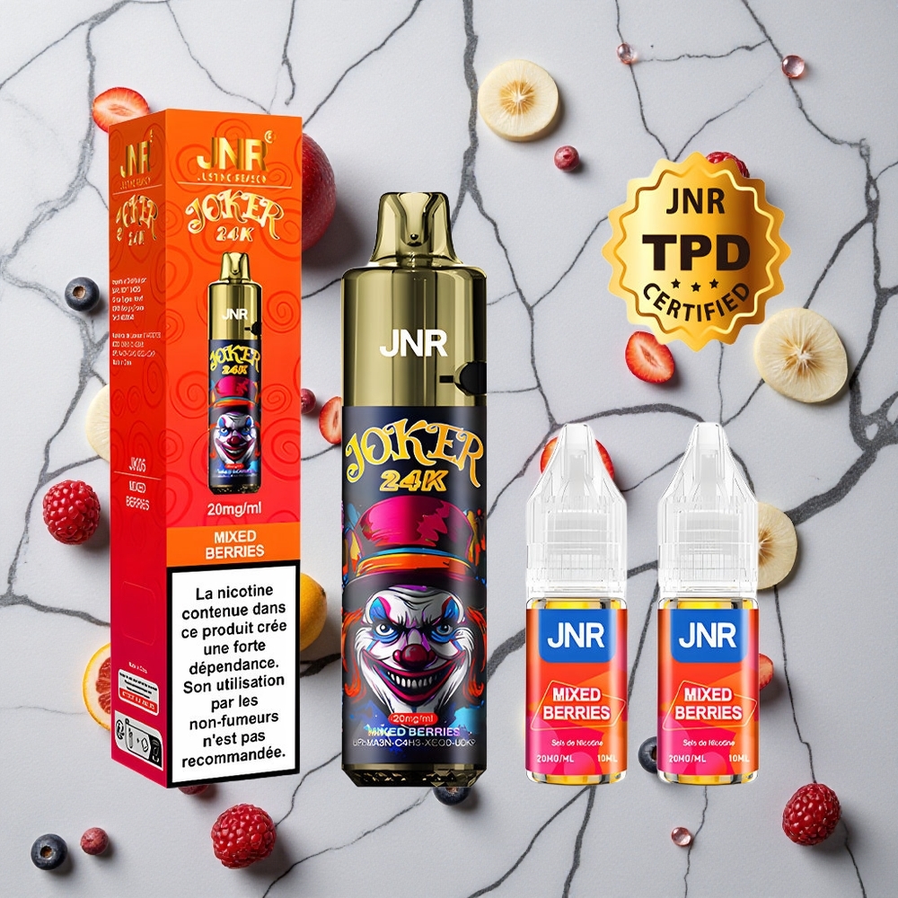 Gemengde Bessen JNR Joker 24K Puffs Herbruikbare Pod Zichtbare Vloeistofniveau wholesale Netherlands