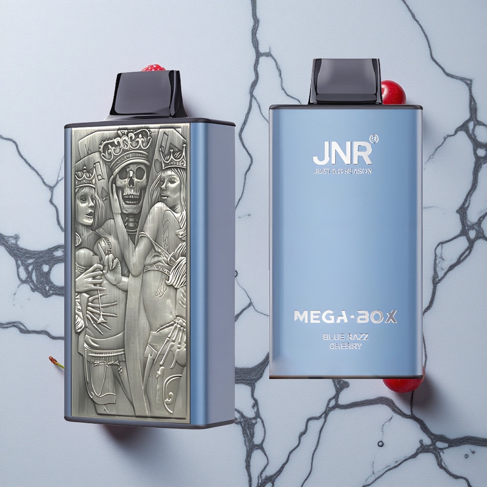 Blauwe Framboos Kers JNR Mega Box 25000 Puffs Wegwerp Vape Dual Mesh Coil wholesale Netherlands