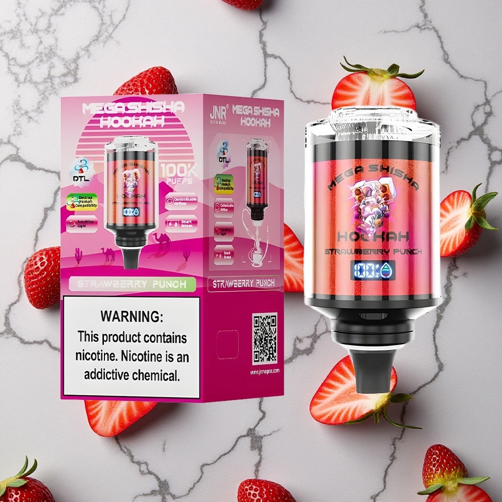Aardbei Punch JNR Mega Shisha Hookah 100K 2200mAh Oplaadbare Batterie wholesale Netherlands