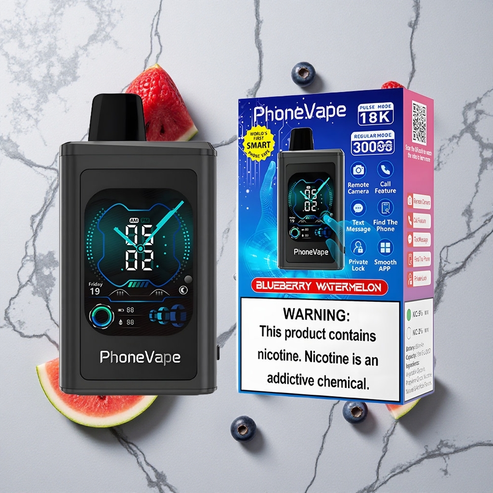Blauwe Bes Watermeloen JNR PhoneVape 30000 puffs Wegwerp Vape Met Op Afstand Bedienbare Camera wholesale Netherlands