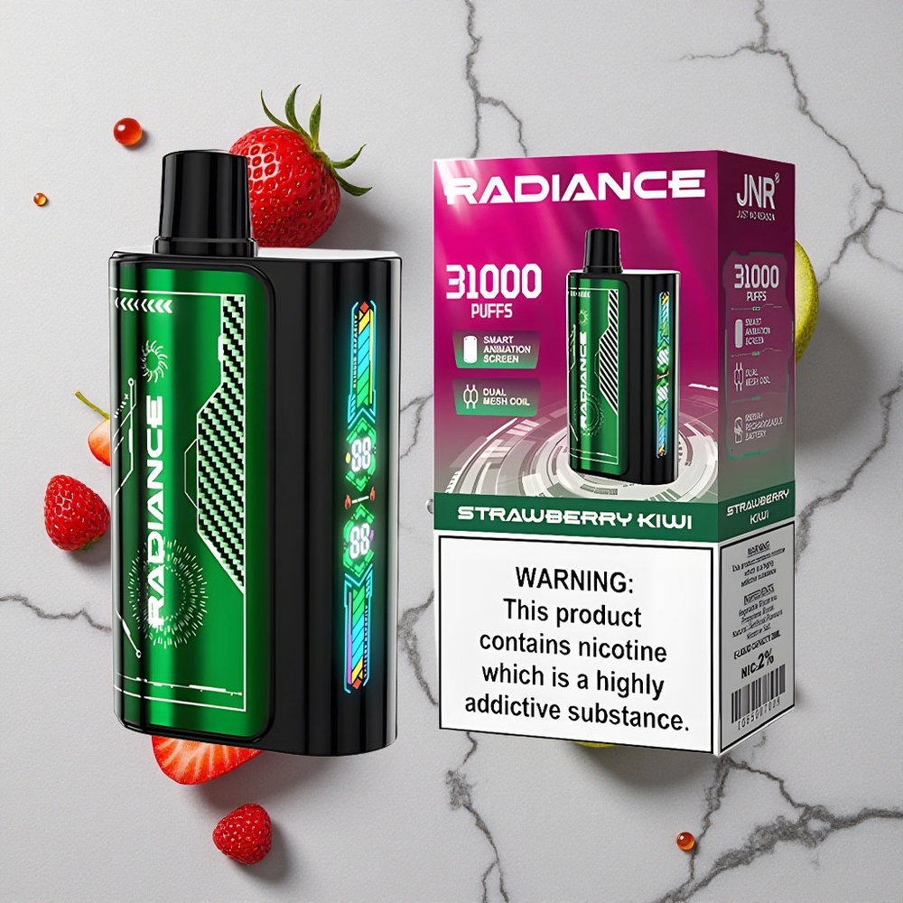Aardbei-Kiwi JNR Radiance 31000 Puffs 28ml E-liquid Dual Mesh Coil wholesale Netherlands