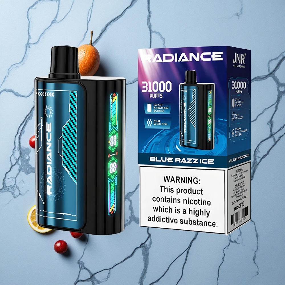 Blauwe Framboos IJs JNR Radiance 31000 Puffs 28ml Vloeistof wholesale Netherlands
