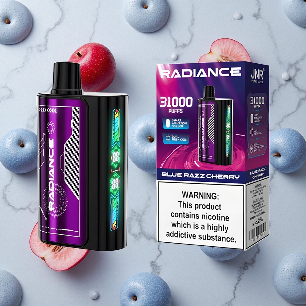 Blauwe Framboos Kers JNR Radiance 31000 Puffs Dual Mesh Coil wholesale Netherlands