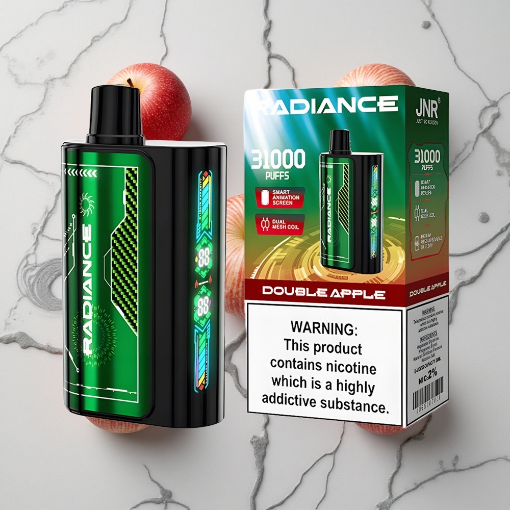 Dubbel Appel JNR Radiance 31000 Puffs Wegwerp Vape Met Dual Mesh Coil & 950 mAh Oplaadbare Batterij wholesale Netherlands