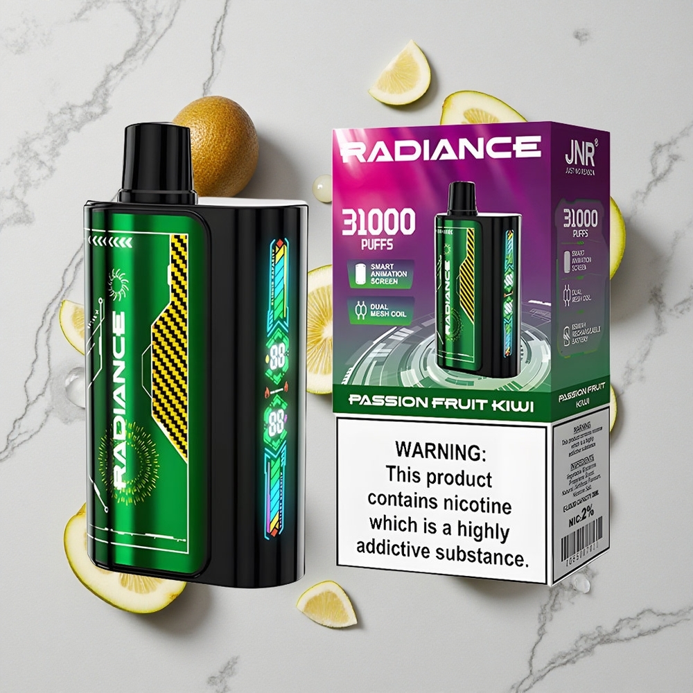 Passievrucht Kiwi JNR Radiance 31000 Puffs 28ml E-liquid Dual Mesh Coil wholesale Netherlands