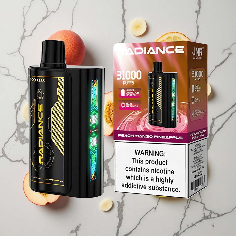 Perzik Mango Ananas JNR Radiance 31000 Puffs Wegwerp Vape Met 28ml E-liquid En Type-C Opladen wholesale Netherlands