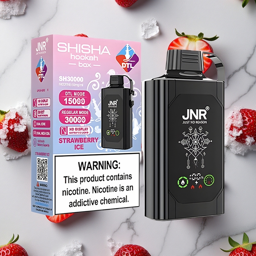 Aardbei IJs JNR Shisha Hookah Box 20500 Puffs HD Display, Dual Mesh Coil, Type-C Opladen wholesale Netherlands