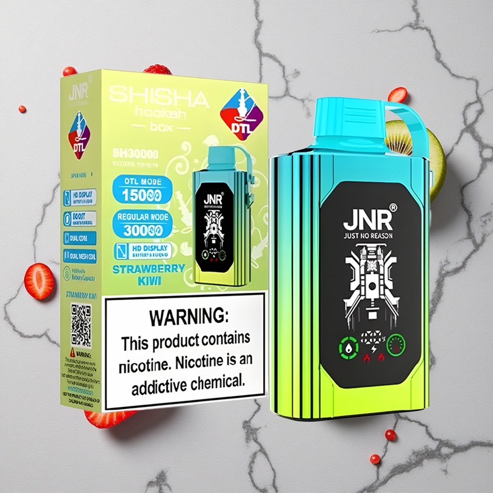 Aardbei-Kiwi JNR Shisha Hookah Box 20500 Puffs HD Display, Dual Mesh Coil & Dual Core, Type-C Opladen wholesale Netherlands