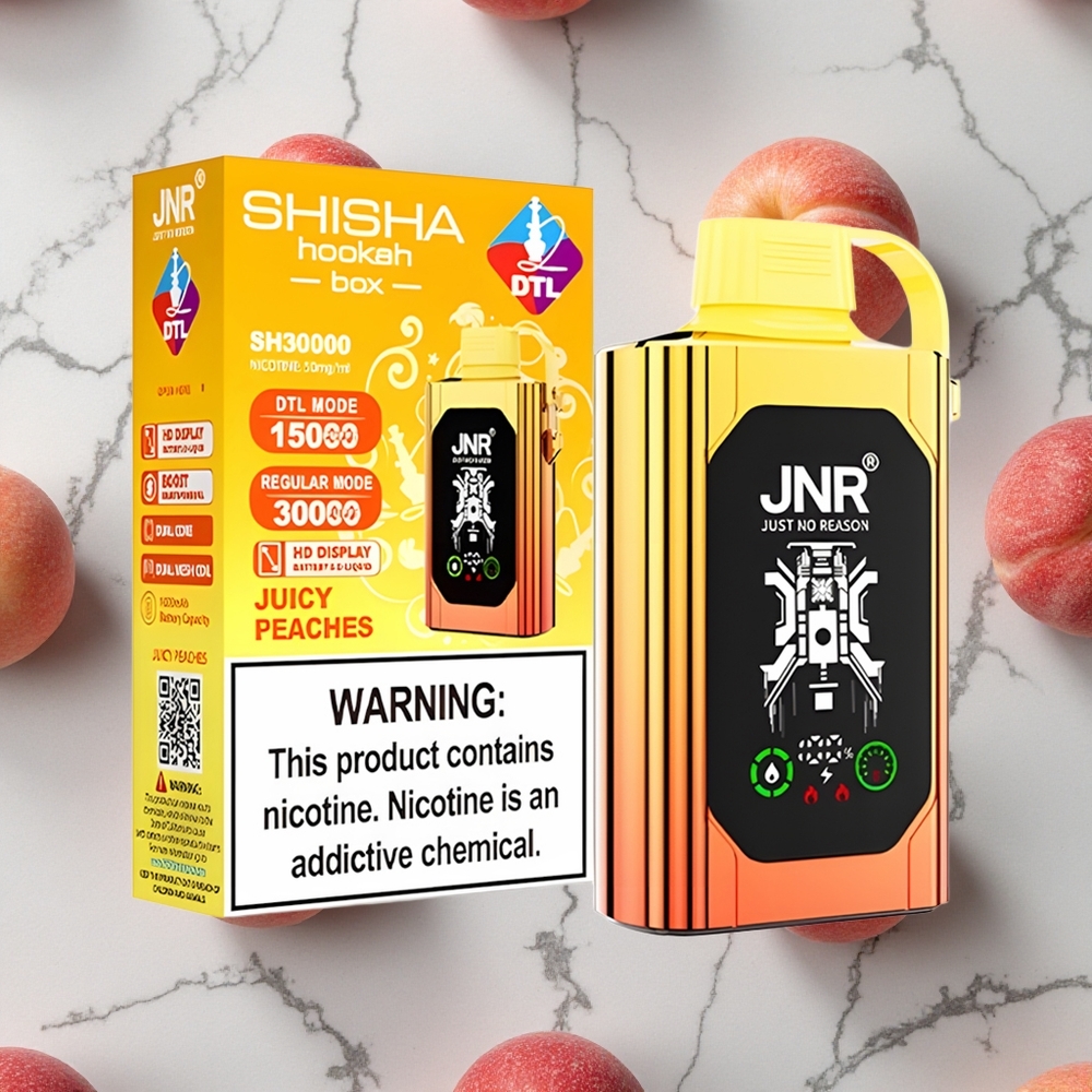 Sappige Perziken JNR Shisha Hookah Box 20500 Puffs HD Display Dual Mesh Coil wholesale Netherlands