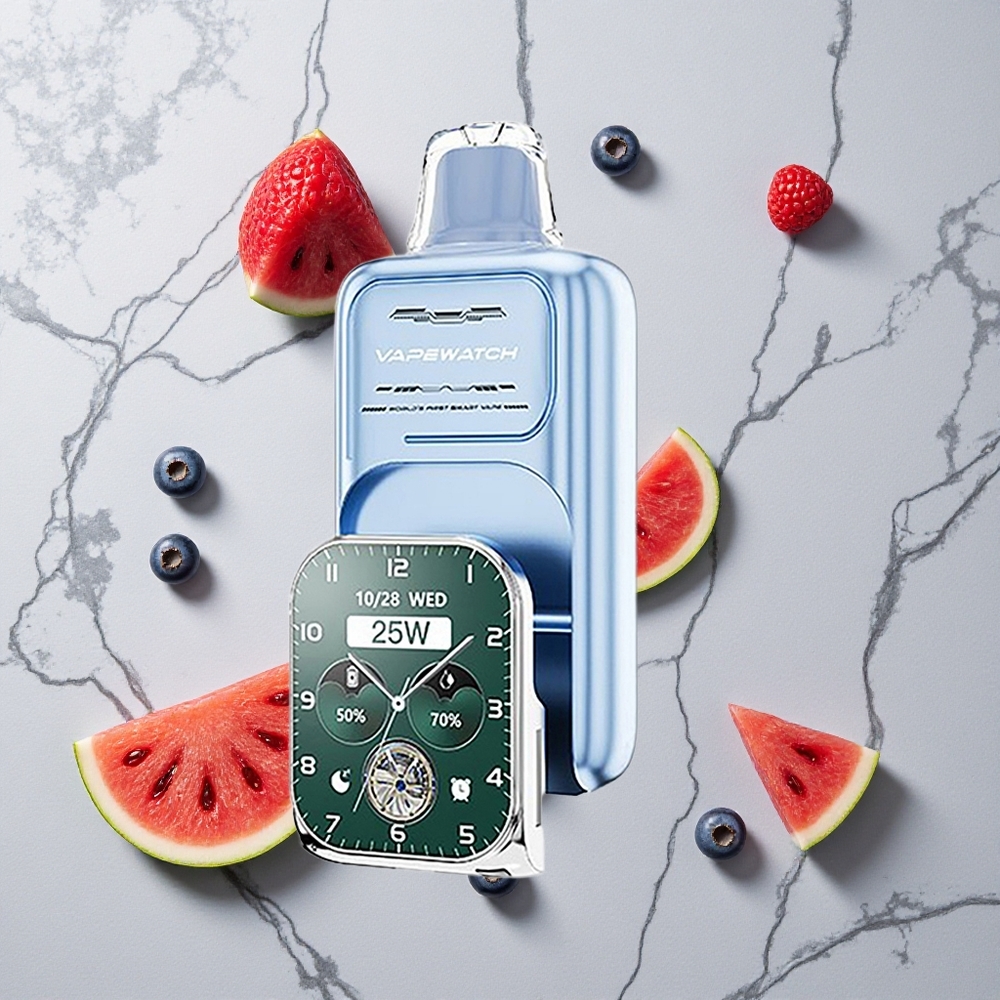 Blauwe Bes Watermeloen JNR Vape Watch 30000 Puffs 19mL Vloeistof Dual Mesh Coil wholesale Netherlands